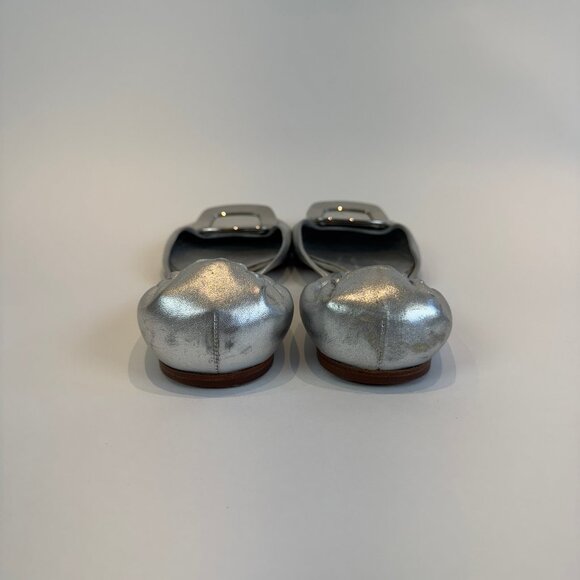 Roger Vivier Silver Leather Ballerina D'orsay with Buckle, EU 40 - Picture 3 of 16